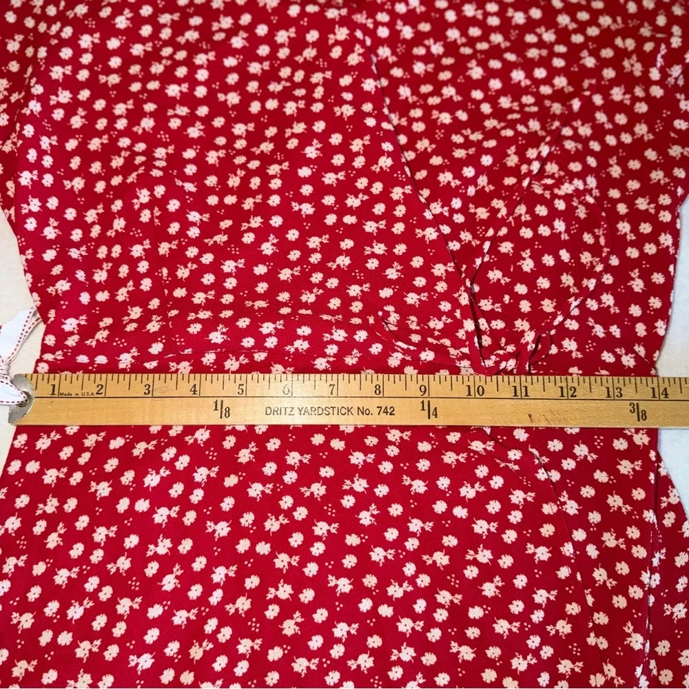 Monteau Red Faux Wrap Mini Dress with White Floral Print - Picture 12 of 14